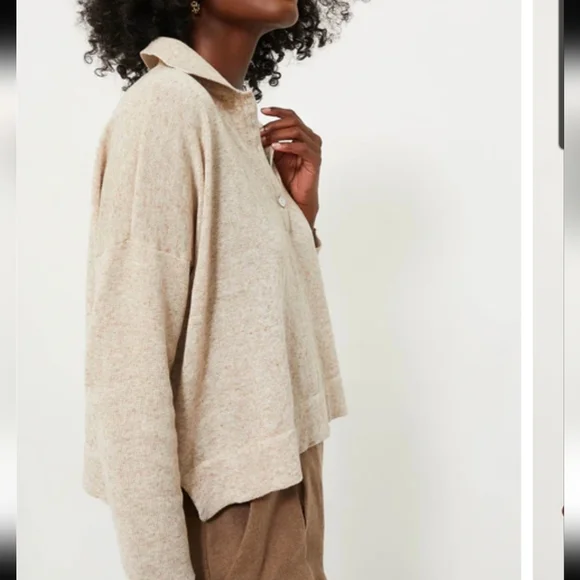 Tuckernuck Clayton Long Sleeve Knit Polo Tan Size XL/XXL Linen Blend - Picture 2 of 13